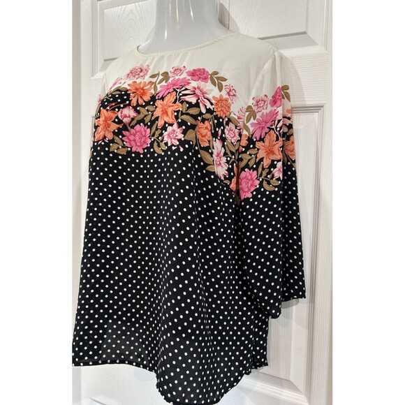 Talbots Floral & Polka Dot Chiffon Career Wear Blouse Tunic Top Plus Size 2X - Picture 2 of 11
